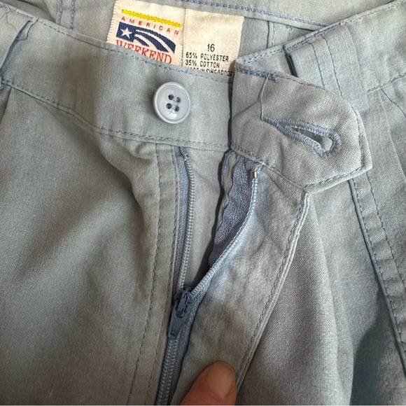 American Weekend Women’s 90’s Vintage High Pleated Waist Light Blue Pants - Picture 7 of 8